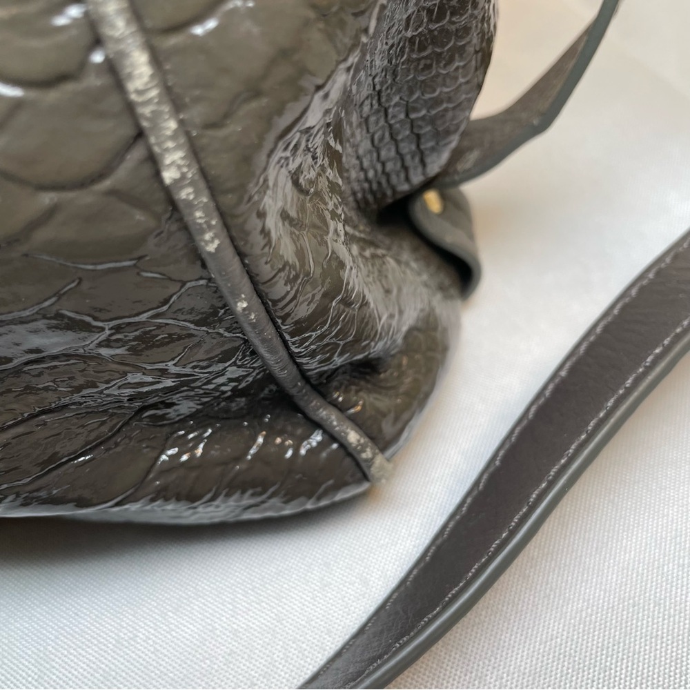 Marc by Marc Jacobs Gray Green Patent Leather Snakeskin Hobo Shoulder Tote Bag - Picture 7 of 16